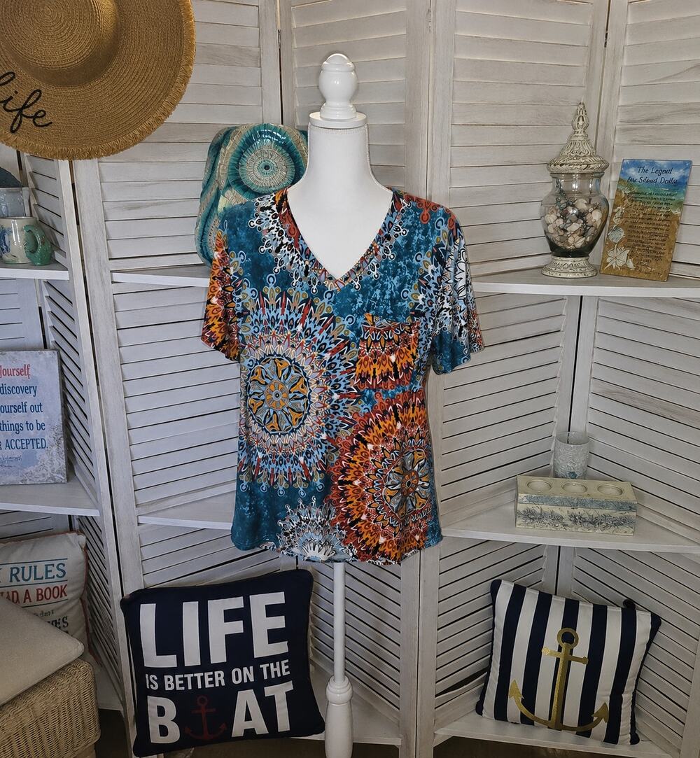 Boho Festival Short‎ SleeveTop Size M